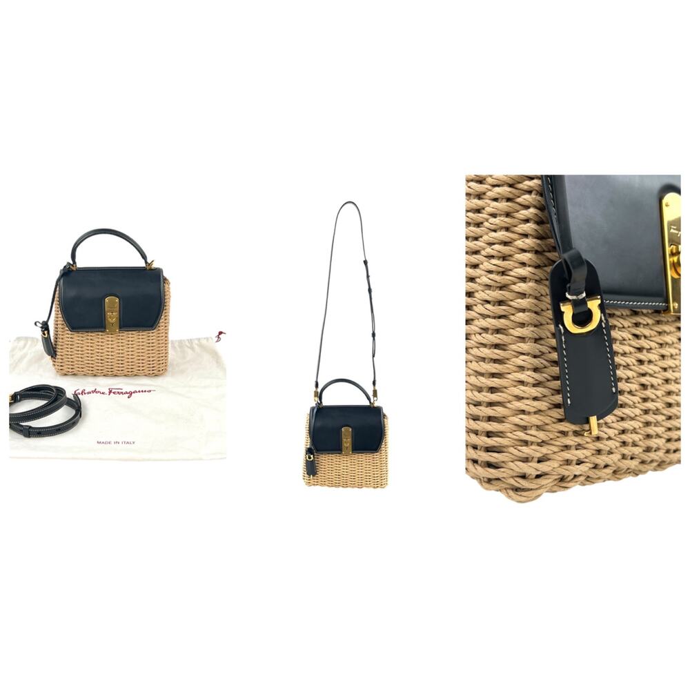 Ferragamo Wicker Top Handle Two-Way Bag - image 4
